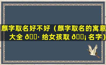 麒字取名好不好（麒字取名的寓意大全 🌷 给女孩取 🐡 名字）